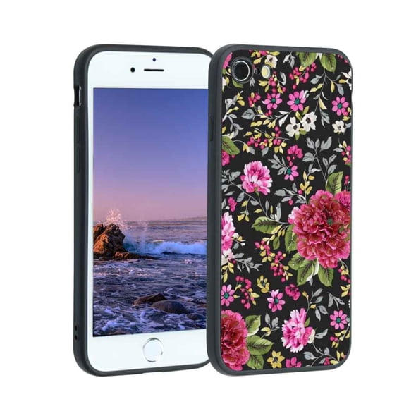 Pretty-floral-purple-3 Phone Case, Degined for iPhone 7 Case Men Women, Flexible Silicone Shockproof Case for iPhone 7