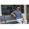 thumbnail image 4 of Camiseta COOFANDY para hombre, manga corta, cuello en V, casual, azul oscuro, 4 of 9