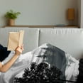 thumbnail image 3 of Lake Forest Soft Flannel Fleece Throw Blanket, Forest Tree River and Flying Bird Silhouettes Landscape, Cozy Plush for Indoor and Outdoor Use, 50" x 60", Grey Taupe Grey, by Ambesonne, 3 of 5