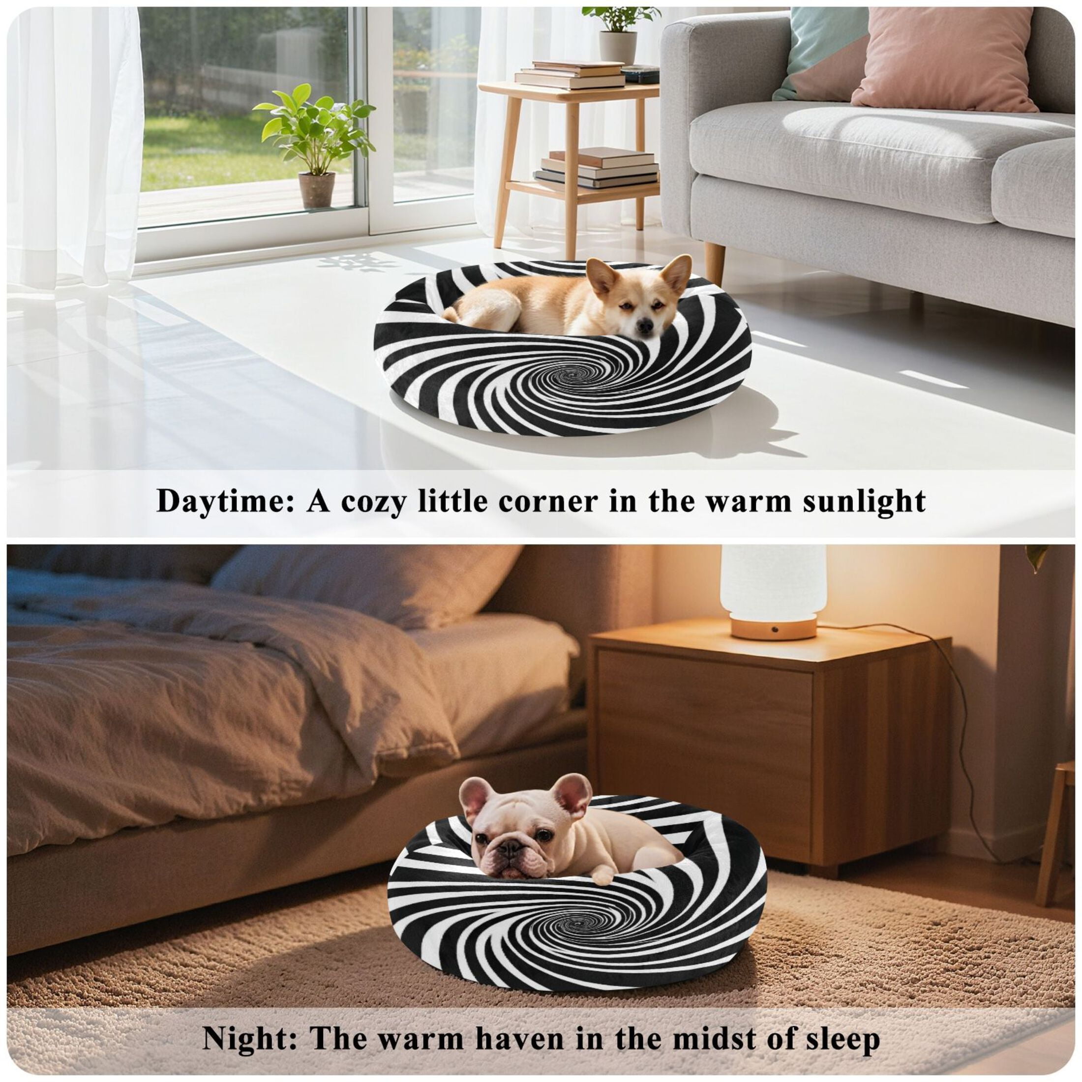 Iauyy Pet Couch Donut Cat Bed for Indoor Cats/Small Dogs Washable & Machine with Non-slip Bottom Calming Cat Furniture, The Center Of The Galaxy (M)