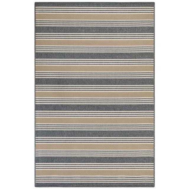 Trans-Ocean Imports RVI69764043 6 ft. 6 in. x 9 ft. 3 in. Liora Manne Riviera Stripe Indoor & Outdoor Rug Wilton Woven Rug - Navy