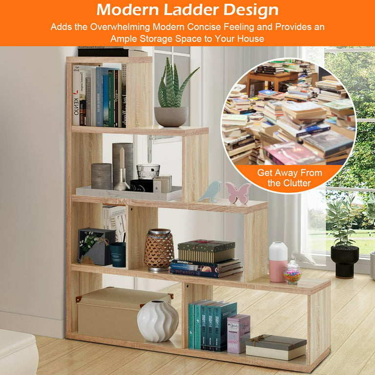 Simple Home Bookshelf Modern 6 Layers Corner Bookshelves MDF Wall