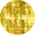 thumbnail image 1 of Ahgly Company Machine Washable Indoor Round Abstract Yellow Modern Area Rugs, 4' Round, 1 of 4