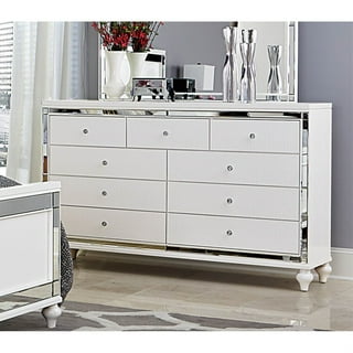White wood online dresser with mirror