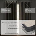 thumbnail image 3 of KoshiMe 100% Blackout Faux Linen Curtains, 52x84 Inches 2 Panels Set, Thermal Insulated Rod Pocket Privacy Curtain Panels for Living Room Bedroom, Cream, 3 of 6
