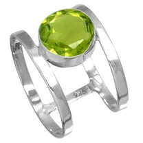 925 Sterling Silver Ring For Women - Teens Green Peridot Quartz Gemstone Silver Ring Size 6 August Birthstone Hand Made Silver Ring Size 6 Anniversary - Gift For Ladies 925 Silver Gemstone Jewelry