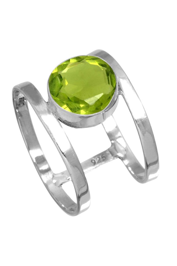 925 Sterling Silver Ring For Women - Teens Green Peridot Quartz Gemstone Silver Ring Size 6 August Birthstone Hand Made Silver Ring Size 6 Anniversary - Gift For Ladies 925 Silver Gemstone Jewelry