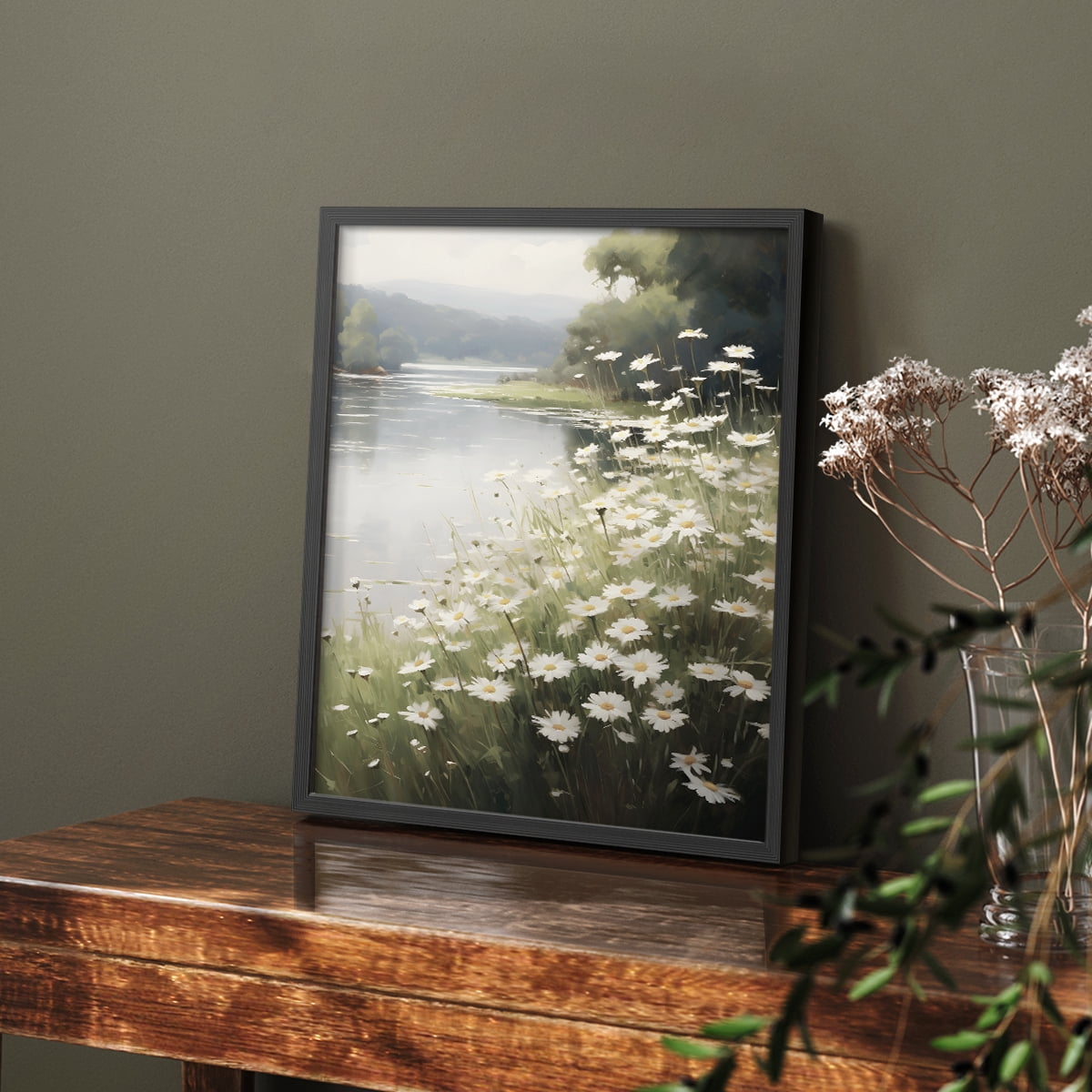 Vintage Floral Print CCXCVII - 14in. x 11in. Vintage Framed Print in Black Wood Frame