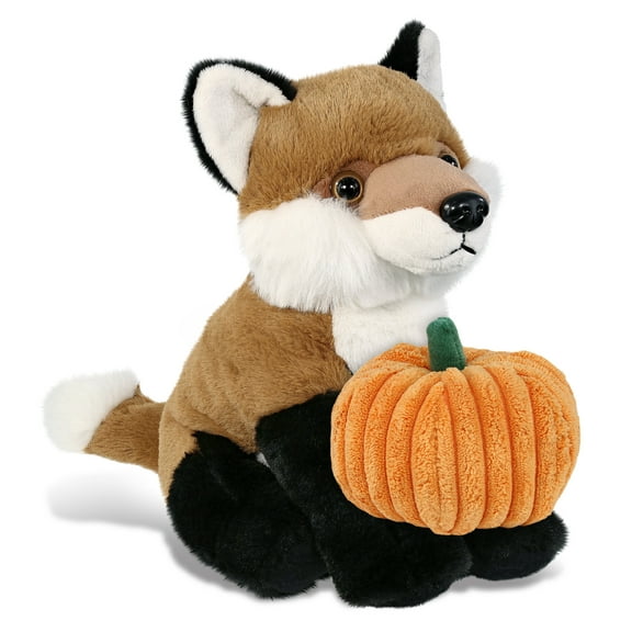 DolliBu Super Soft Plush Floppy Fox Stuffed Animal with Pumpkin Decor - Pumpkin Plush Animal for Fall, Halloween and Thanksgiving, Pumpkin Toy for Baby, Kids, Adults - 9 Inches