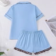 thumbnail image 4 of Pajama Sets for Women Valentine Comfortable Breathable Pjs Sets Button Down Short Sleeve Shorts 2 Piece Sleepwear Blue S, 4 of 5