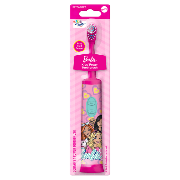 Equate Kids Barbie Oscillating Electric Toothbrush, Battery Powered, Soft Bristles (1 Brush, 2 AAA Batteries)