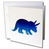 3dRose Watercolor Triceratops Dinosaur Blue - Greeting Cards, 6 by 6-inches, set of 12