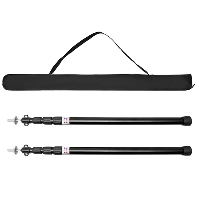TFixol Mât de Tente en Aluminium Réglable à 4 Sections pour Auvent Extérieur, Longueur de 2,8 m, Noir (2 Pcs)