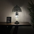 thumbnail image 4 of Tiffany Table Lamp White Stained Glass Shade And Base Baroque Style Lavender LED Bulbs Included for Living Room Bedroom Bedside 12"W*12"D*22"H, 4 of 7