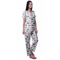 thumbnail image 3 of Moomaya Printed Cotton Shirt Pajamas Notch Collar Sleepwear WoMen's Pajama Set, 3 of 6