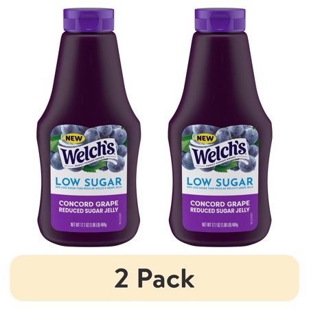 (2 pack) Welch's Reduced Sugar Concord Grape Jelly, 17.1 oz Squeeze Bottle
