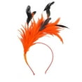 thumbnail image 2 of Red Black Feather Fascinator Headband Elegant Party Hair Accessory for Wedding Cocktail Event, 2 of 6