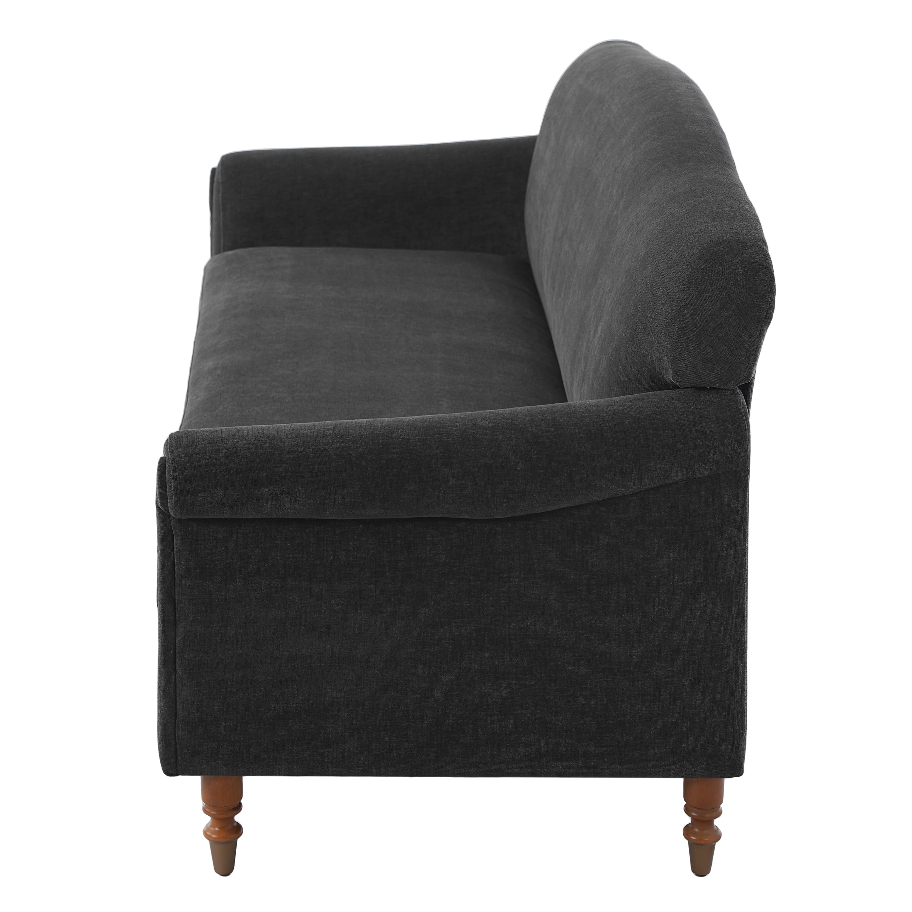 Elegant 77.5-Inch Loveseat Sofa with Rolled Arms and Chenille Upholstery, 2-Seater Couch for Living Room and Reading Corner, Grey