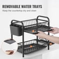 thumbnail image 4 of VEVOR Dish Drying Rack, 2 Tier Large Capacity Dish Drainers, Rustproof Carbon Steel Dish Drainer with Drainboard, Storage Space Saver, Cup and Utensil Holder for Kitchen Counter Over The Sink, Black, 4 of 9