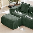 thumbnail image 3 of Aukfa 109" Cloud Sectional Sofa Oversized Boneless Couch Modular L-Shaped Sofa with Ottoman for Living Room, Velvet, Green, 3 of 9