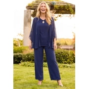 Catherines Womens Plus Size Accolades Georgette 3-Piece Pant Suit