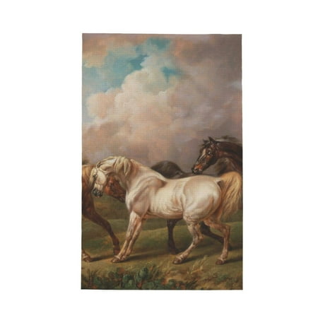 

Matuu Three Horses Oil Painting for Waffle Kitchen Towel Dish Towels Hand Towels for Kitchen 16 X 26 Inches