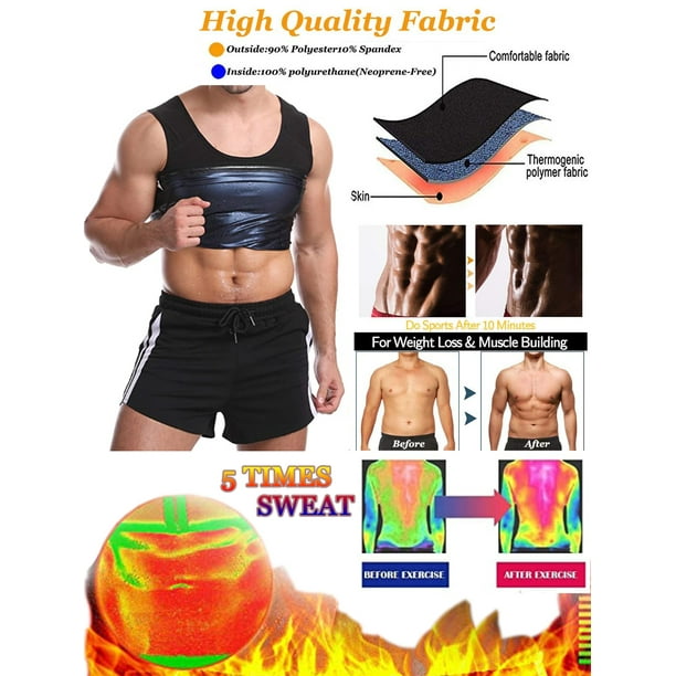 Men Sauna Sweat Vest Shirt Body Shaper Waist Trainer Fat Burn Tank Top  Shapewear