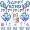 45 Pcs Mermaid Birthday Party Supplies and Decorations Mermaid Happy birthday Banner,Latex balloon, Cupcake Toppers, Set Anime Party Supplies for Kids Family
