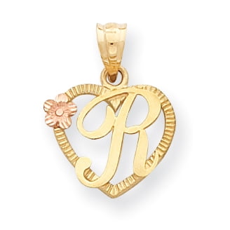 IceCarats Designer Jewelry Gift USA - 14kt Two Tone Yellow Gold Initial Monogram Name Letter R ...