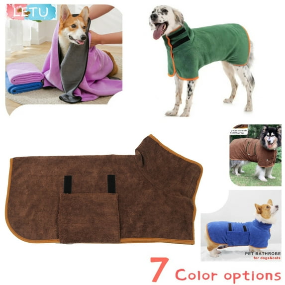 Crowdstage Dog Drying Coat, Super Absorbent Dog Bathrobe Microfibre Towel Robe for Drying Dogs, Super Soft & Fast Drying Dog Bath Robe, Adjustable Collar & Waist Dog Drying Robe for Super Big Dog