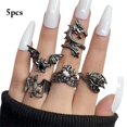 thumbnail image 2 of Women Joint Ring Punk: 5PCS Vintage Gothic Midi Finger Ring Statement Ring Set, 2 of 7