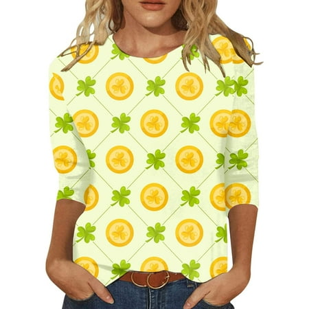 

REORIAFEE St Patricks Day Scrub Tops Women Shamrock Blouse Short Sleeve Nurse Working Uniform V Neck Graphic Medical Scrub Shirts Fashion Print T Shirt 3/4 Sleeve Blouse Round Neck Tops XL