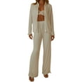 thumbnail image 1 of VISgogo, conjunto de ropa informal de 2 uds para mujer, estampado de flores/patrón abstracto, botones de solapa, camisas de manga larga, Tops con pantalones largos sueltos VISgogo  moda, 1 of 9