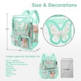 thumbnail image 6 of SANMADROLA Clear Backpack Heavy Duty Transparent Bookbag Teen Girlish Cute Bag Large Capacity See Through Backpacks Stadium Approved Daypack for Middle School College Sport/Travel, Green Butterfly, 6 of 9
