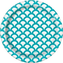 7" Scalloped Paper Dessert Plates, Teal, 8ct