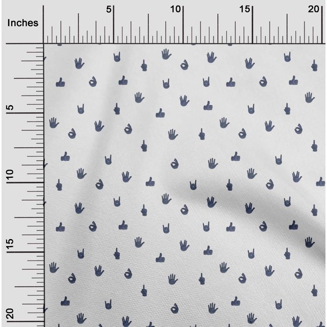 oneOone Cotton Flex Fabric Finger Sign Symbol Printed Fabric 1 Yard 40 Inch Wide
