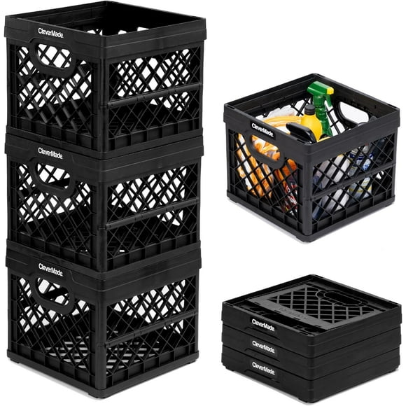Caja de almacenamiento CleverMade CleverCrates, 25 L, obsidiana, paquete de 3