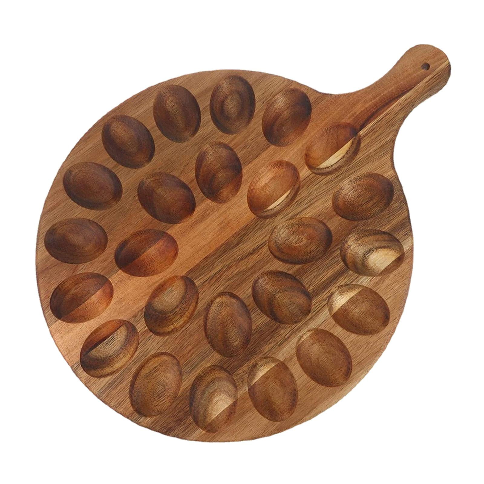 TISHITA Wood Deviled Egg Platter Egg Holder Versatile Reversible Egg Tray Cutting Board for Refrigerator Party Home Kitchen Supplies