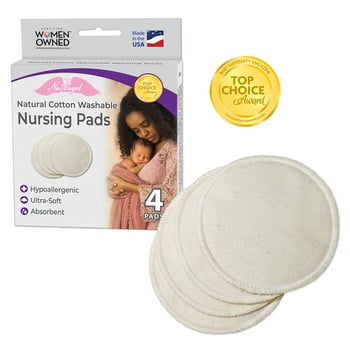 NuAngel Natural Cotton Washable Nursing Pads, 4 Ct