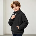 thumbnail image 5 of Fancifize Fancifize Half Zip Sherpa Fleece Sweatshirts for Boys Girls, Mock Neck Fuzzy Warm Pullover Tops with Pockets, 3-14 Years, 5 of 7