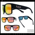 thumbnail image 2 of Mens Kush Graffiti Logo Thick Arm Rectangle Horn Rim Plastic Sunglasses Black Silver - Orange Mirror, 2 of 8