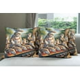 thumbnail image 5 of Ambesonne Cat Throw Pillow Cover Pack of 4, Funny Chef Kitty Grilling Fish, 4 Pcs-18" x 18", Green Orange, 5 of 5