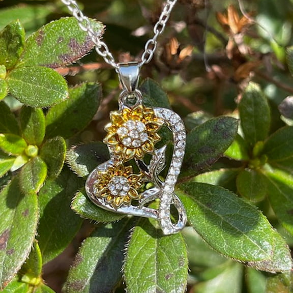 Fruilibee Zirconia Rhinestone Crystal Sunflower Pendant, Fashion Necklace Jewelry Gifts for Women