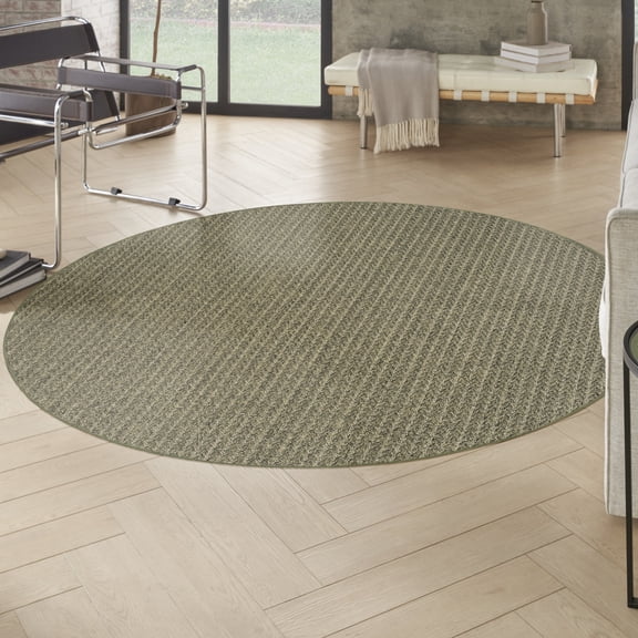 Nourison Tulum 8' x Round Olive Outdoor Rug