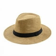 thumbnail image 1 of Panama Straw Hats for Women Summer Beach Sun Hat Wide Brim Fedora Cap UPF50+, 1 of 9