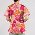 thumbnail image 4 of Iaqnaocc Scrub Tops Women Plus Size Floral Print Nurse Working Uniforms Trendy V Neck Side Slits Scrub Shirt Party Short Sleeve Tees Blouse with Pockets Wine M, 4 of 4