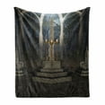 thumbnail image 1 of Gothic Soft Flannel Fleece Throw Blanket, Digital Scene of a Secret Forest, Cozy Plush for Indoor and Outdoor Use, 50" x 70", Dark Taupe and Dusk, by Ambesonne, 1 of 6