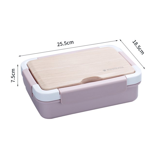 Stainless Steel Lunch Box Dinnerware Portable Grids Bento Boxes School Office Food Storage Containers Thermal Wooden Style 2022