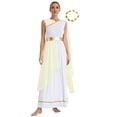 thumbnail image 1 of Hansber Robe de Femme Dieu Grec Costume Romain Grèce Toge Robe Halloween Cosplay Déguisement Tenues avec Couvre-Chef Champagne S, 1 of 7