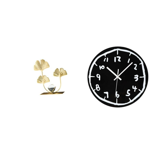 Estatua de figura,Estatuas de hojas y flores de metal,esculturas decorativas,Figuras decorativas para el hogar,para estante,mesa o vitrina.,Reloj de pared,Reloj de pared silencioso,sin
